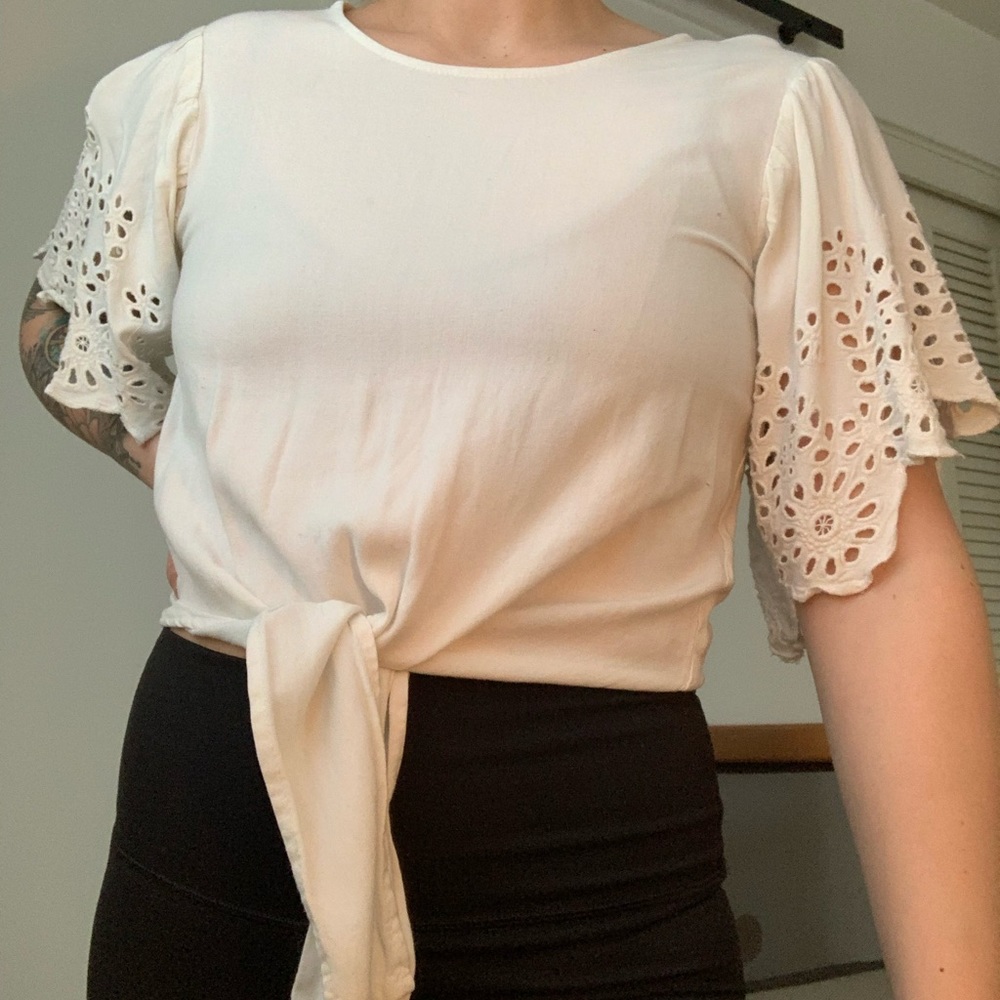 White crop blouse